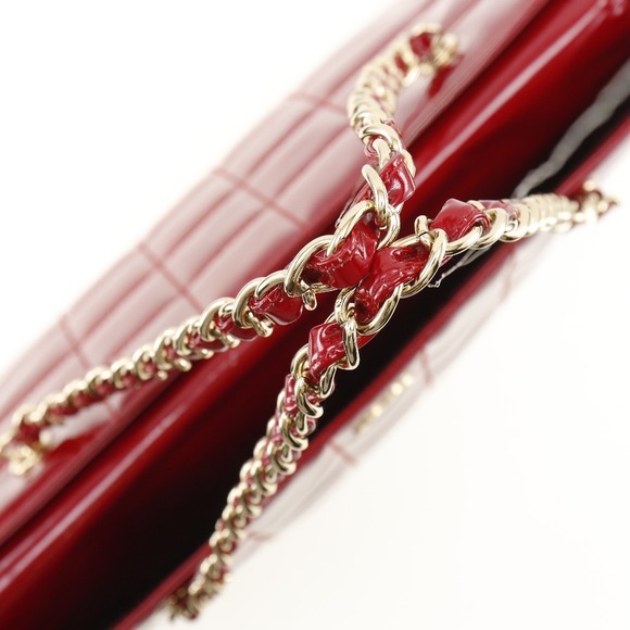 CHANEL Chain Bag Tote Coco Mark Red Shoulder Handbag - Picture 5 of 13